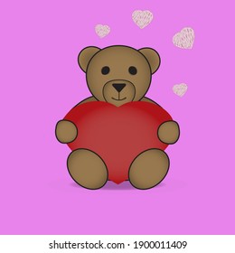 teddy bear vith heart love gift love card valentine cute