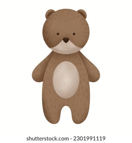 Teddy bear watercolor illustration isolated. Children's cute plush toy