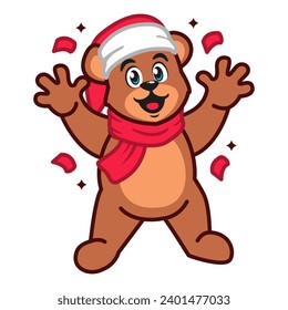 a teddy bear wearing a santa hat and scarf