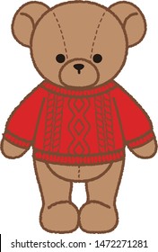Teddy bear wearing a sweater