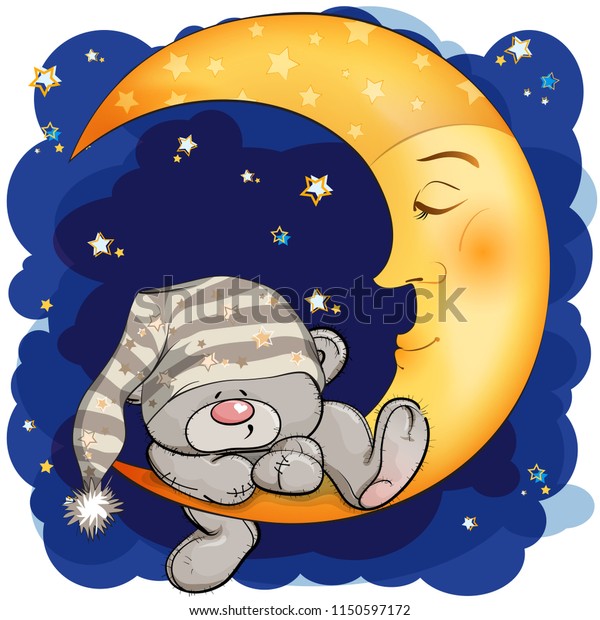 Teddy Bear Went Sleep On Moon Stock Vector Royalty Free 1150597172