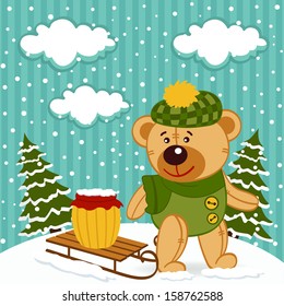 teddy bear winter - vector illustration