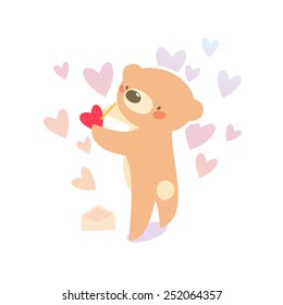 Teddy bear writing love letter