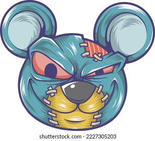 teddy bear zombie, vector design and doodle art. for tshirt design, merch and others
