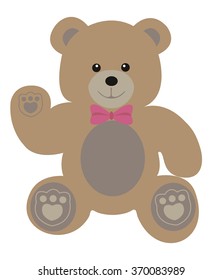 Teddy Bears with bow for present.Valentine day design on white background vector illustration 