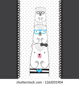 teddy bears collection vector illustration