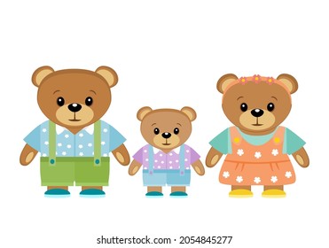 Teddy bears in flat style. Isolated on white background vector illustration