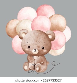  The teddy bears holding balloons give it a sweet and cozy feel. The soft, neutral colors make it gentle and inviting. Perfect for children's wallpaper design.This is such a cute pattern! 