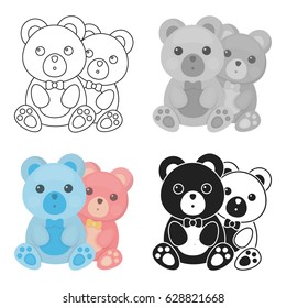 Teddy bears icon in cartoon style isolated on white background. Romantic symbol stock vector illustration.