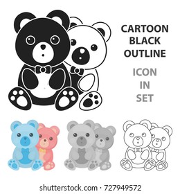 Teddy bears icon in cartoon style isolated on white background. Romantic symbol stock vector illustration.