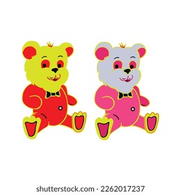 Osos de peluche, ilustración, vector sobre fondo blanco. Oso de peluche Una ilustración vectorial de un lindo oso de peluche con mano. Juguete de oso de peluche sobre un fondo blanco para el desarrollo de los niños.
