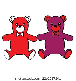 Teddy bears ,illustration, vector on white background.Teddy bear A vector illustration of a cute cartoon teddy bear waving hand.Teddy bear toy on a white background for children's development.