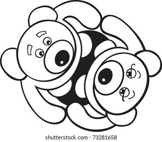 Teddy bears in love for coloring book