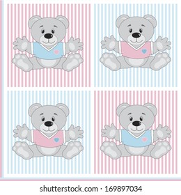teddy bears on striped background pattern