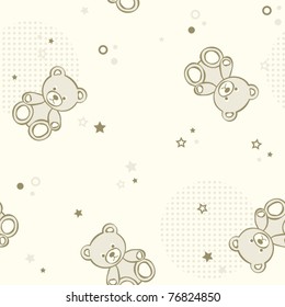 Teddy bears seamless background. Vector illustration.