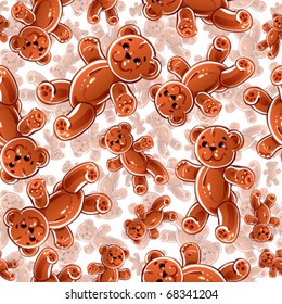Teddy bears seamless pattern. Toys background