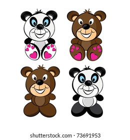 Teddy bears set. Illustration isolated on white background