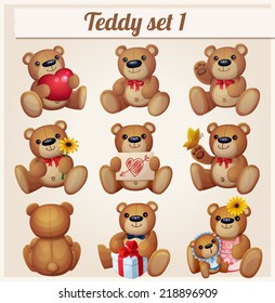 Teddy bears set. Part 1. Cartoon vector illustration