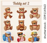 Teddy bears set. Part 2. Cartoon vector illustration