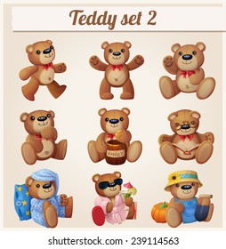 Teddy bears set. Part 2. Cartoon vector illustration