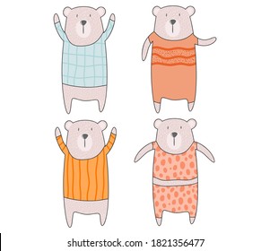 Se preparan osos de peluche. ilustración vectorial.