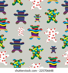 Teddy bears vector seamless pattern