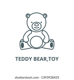 Teddy bear,toy vector line icon, linear concept, outline sign, symbol