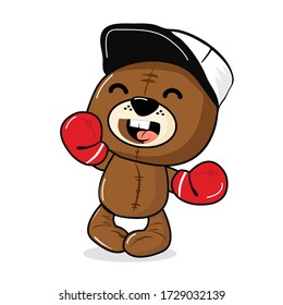 teddy Brown Bear Boxing cartoon vector