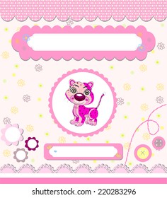 a teddy cheetah on a pink background