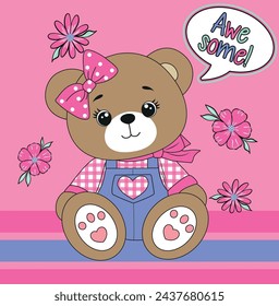 teddy cute flowers girl awesome