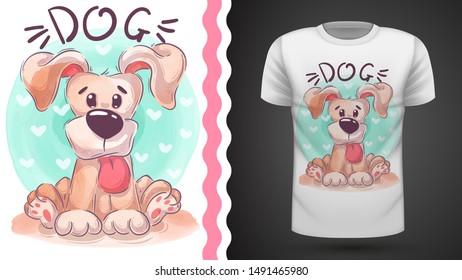 Teddy dog - idea for print t-shirt. Hand draw