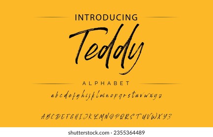 Teddy Handwritten Brush font for lettering quotes. Hand drawn brush style modern calligraphy.