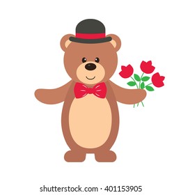 teddy with hat and flower