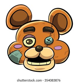 Teddy Head Horror Brown Cartoon Vector