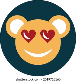 Teddy with heart eyes, illustration, vector on a white background.