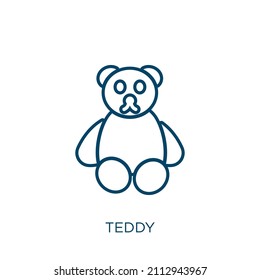 teddy icon. Thin linear teddy outline icon isolated on white background. Line vector teddy sign, symbol for web and mobile