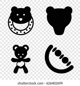 Teddy icons set. set of 4 teddy filled icons such as baby toy, bear teddy