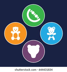 Teddy icons set. set of 4 teddy filled icons such as baby toy