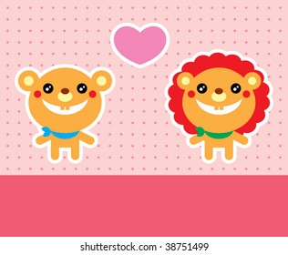 teddy and lion love greeting