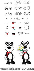 teddy panda bear cartoon emotions set in vector format very easy to edit