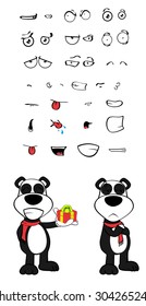 teddy panda bear cartoon emotions set in vector format very easy to edit