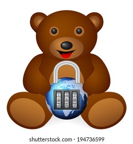 Teddy panda on a white background. Vector illustration.