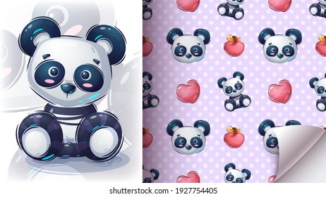 teddy panda seat - seamless patern. Vector eps 10