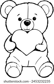 Teddy plush bear holding a heart illustration