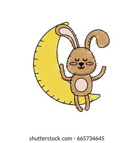 teddy rabbit seated in the moon