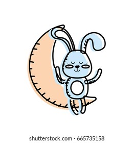 teddy rabbit seated in the moon