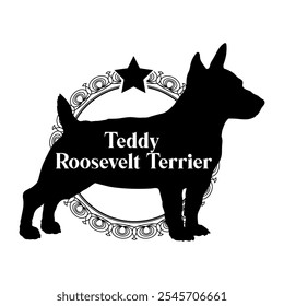 Teddy Roosevelt Terrier. silhueta do cão, cão, raças de cães, vetor, silhueta, design de logotipo, animal, ilustração, ícone, sinal, preto, animal de estimação