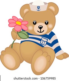 Teddy Sailor Offers Flower