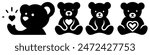 Teddy Silhouette: Cute Bear Icon, Childhood Symbol, Flat Vector Illustration