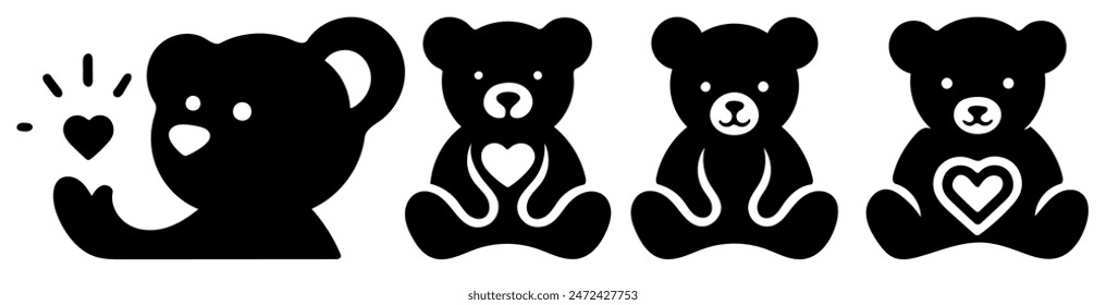 Teddy Silhouette: Cute Bear Icon, Childhood Symbol, Flat Vector Illustration